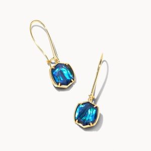 Davis Gold Drop Earrings in Navy Abalone